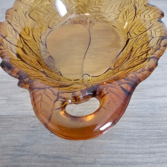 Vintage Indiana Glass Tiara Sweet Pear 2 Handled Bowl 7" Burnt Honey Amber Dish - Picture 3 of 7